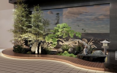 现代景观造景3D模型下载